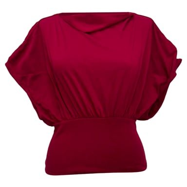 Rick Owens Boat Neck Short Sleeve Blouse in Pink Cotton
