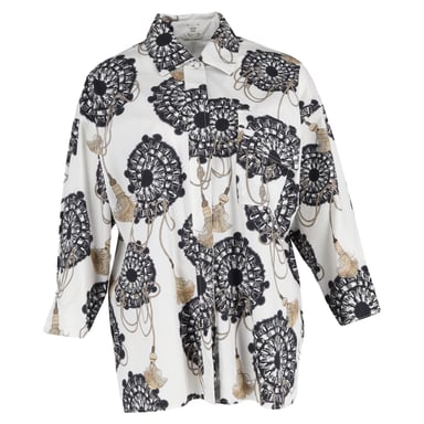 Hermès Cliquetis Aquarelle Printted Shirt in White Cotton
