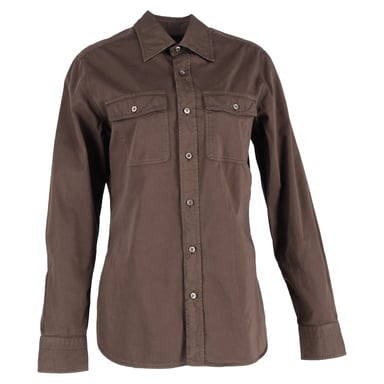 Tom Ford Twill Shirt in Brown Cotton