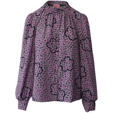 Kate Spade Floral Blouse with Peasant Sleeves in Purple Silk