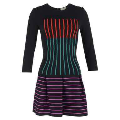 Fendi Striped Mini Flared Dress in Multicolor Wool