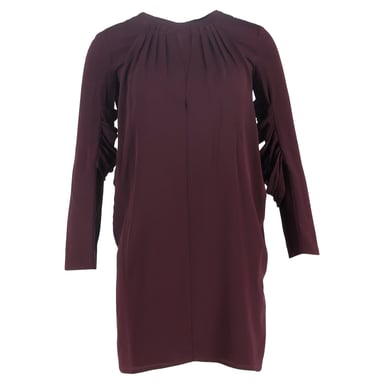 Miu Miu Pleated Mini Dress in Burgundy Silk