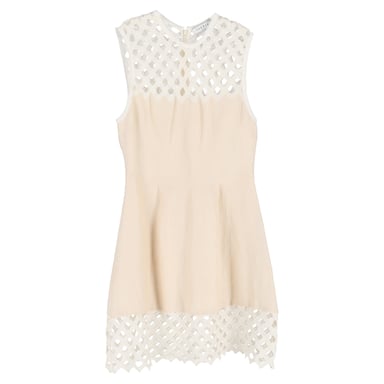 Sandro Rita Knitted Mini Dress in Cream Cotton
