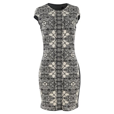 Alexander McQueen Printed Mini Dress in Multicolor Wool