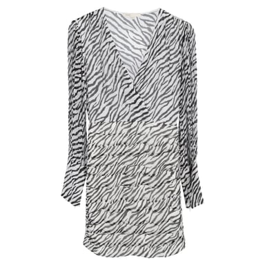 Maje Ribane Zebra Print Mini Dress in Black and White Viscose