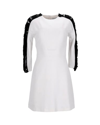 Sandro Side Sleeve Fringe Dress in White Polyester