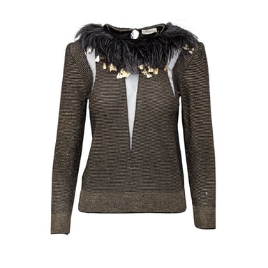 Valentino Boutique Feather Trim Top - '80s