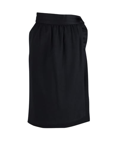 Escada Wrap Over Style Midi Skirt in Black Wool