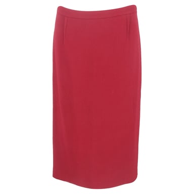 Roland Mouret Back-Zipped Midi Pencil Skirt in Burgundy Wool