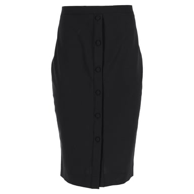 Altuzarra Button-Down Midi Pencil Skirt in Black Wool