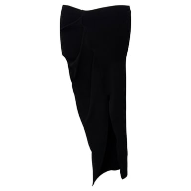 Rick Owens Draped Asymmetric Midi Skirt in Black Viscose