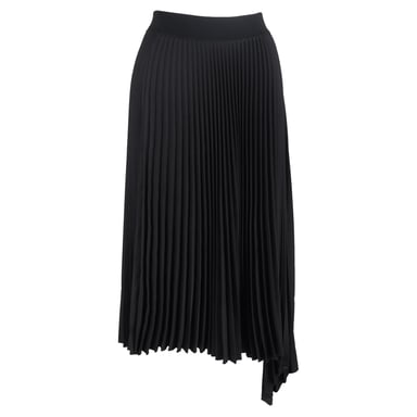 Joseph Pleated Midi Asymmetric Skirt in Black Polyester