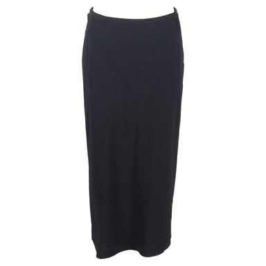 Max Mara Back Slit Midi Straight Skirt in Black Wool