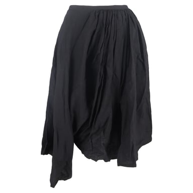 Yohji Yamamoto Asymmetric Draped Midi Skirt in Black Cotton