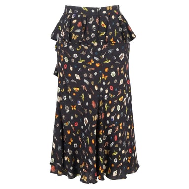 Alexander Mcqueen Printed Ruffle Midi Skirt in Multicolor Viscose