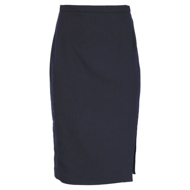 Altuzarra Side-Slit Midi Pencil Skirt in Navy Blue Wool