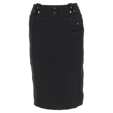 Altuzarra Waistband Detail Midi Pencil Skirt in Black Polyester