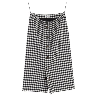 Balenciaga Gingham Woven Midi Skirt in Black Polyester