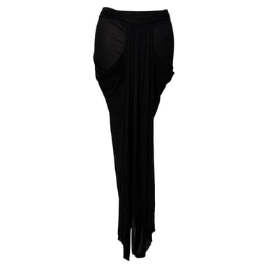 Rick Owens Draped Midi Skirt in Black Cupro