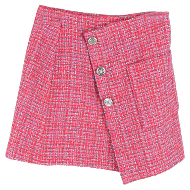 Maje Jolia Asymmetric Tweed Mini Skirt in Pink Polyamide