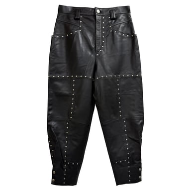 Isabel Marant Viamao Studded Tapered Pants in Black Leather