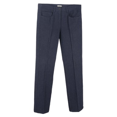 Miu Miu Cropped Trousers in Navy Blue Wool