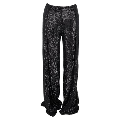 Tom Ford Sequinned Wide-leg Trousers In Black Polyester