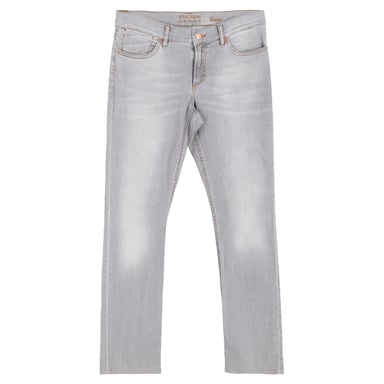 Escada Washed Straight-Leg Jeans in Light Grey Cotton Denim
