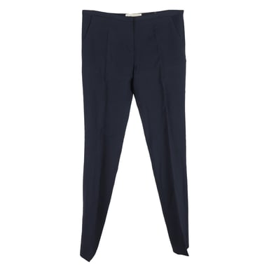 Balenciaga Straight Leg Trousers in Navy Blue Wool