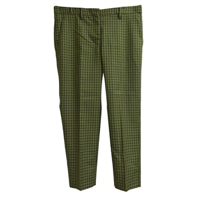 Miu Miu Check Trousers in Green Wool