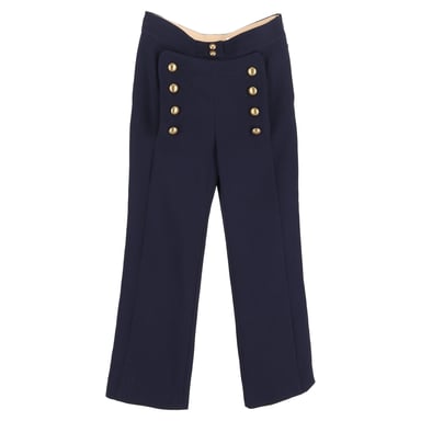 Chloé Wide-Leg Sailor Pants in Navy Blue Wool