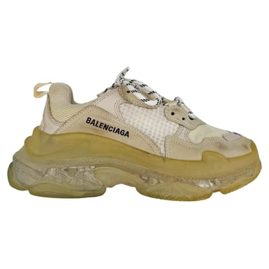 Balenciaga Triple S – Vita sneakers i polyester med genomskinlig sula