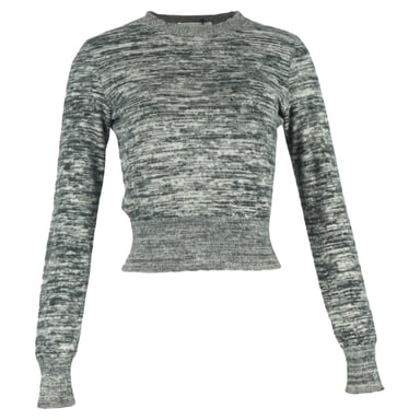 Victoria Beckham Cropped Marled Sweater in Grey Cotton