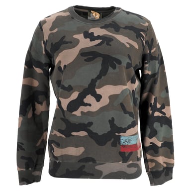 Valentino Garavani Camouflage Distressed Sweatshirt in Khaki Cotton