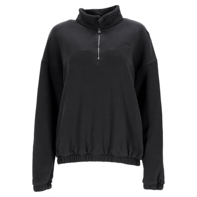 Toteme Half Zip Pullover Sweater in Black Cotton