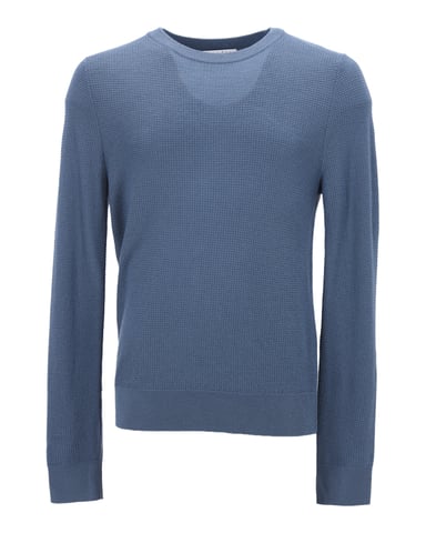 Sandro Crewneck Knit Sweater in Blue Cotton