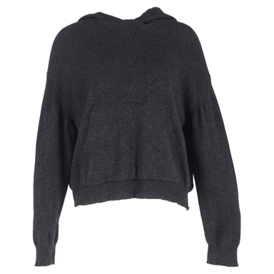 Nanushka Ribbed-Knit Hoodie in Grey Wool