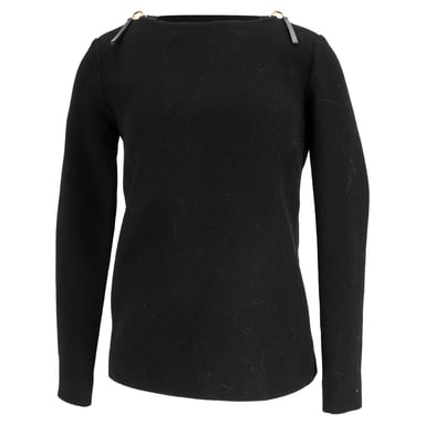 Marni Shoulder Zip Detailed Sweater in Black Wool