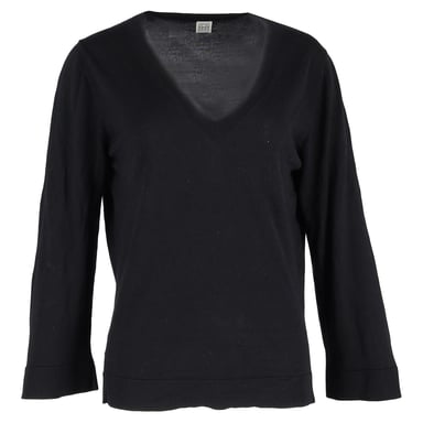 Totême V-neck Sweater in Black Cashmere