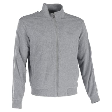 Ermenegildo Zegna Embroidered Logo Zipped Track Jacket in Grey Cotton
