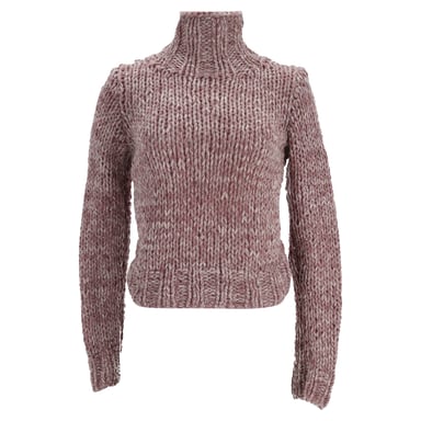 Ann Demeulemeester Cable Knit Turtleneck Sweater in Pink Wool