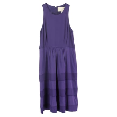 Burberry Tiered Midi Dress in Purple Viscose