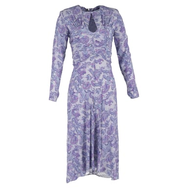 Isabel Marant Telima Cutout Ruched Paisley-Print Crepe Dress in Purple Silk