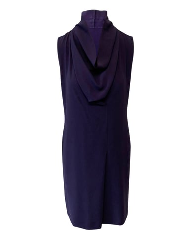 Joseph Cowl Neck Crepe Dress in Purple Acetate