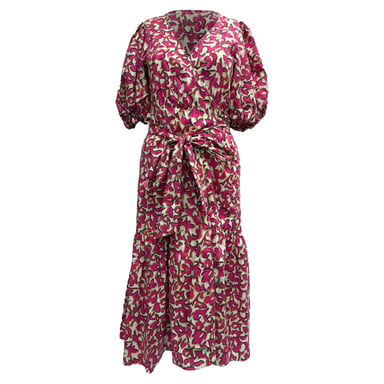 Diane Von Furstenberg Elektra Printed Midi Wrap Dress in Pink Viscose