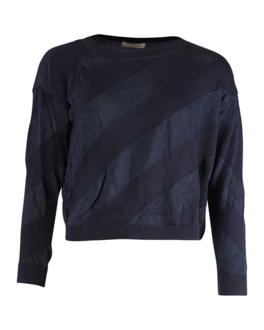Sandro Stripe Sweater in Navy Blue Polyester