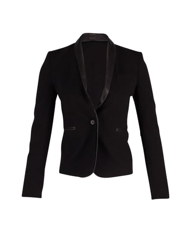 Maje Contrast Trim Blazer in Black Wool