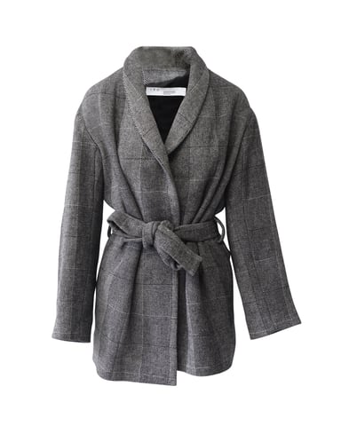 Iro Coat with Shawl Collar in Grey Acrylic