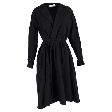 Yohji Yamamoto Wrap Midi Dress in Black Cotton