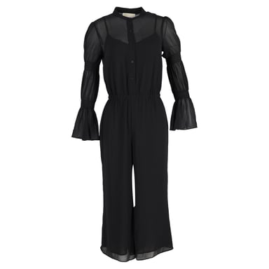Michael Kors Gathered Sleeve Jumpsuit in Black Polyester